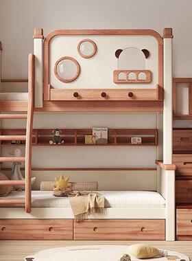 红檀木双层床实木上下铺床床高低床原木全上子母床小户型儿童OUX