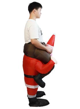 圣诞热新品圣销诞老人人背人充气服卡通65356偶服骑行圣诞节老人