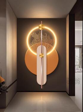 财麓发树入户22662玄关装饰画轻奢立体砂道岩发光壁饰抽象走廊过