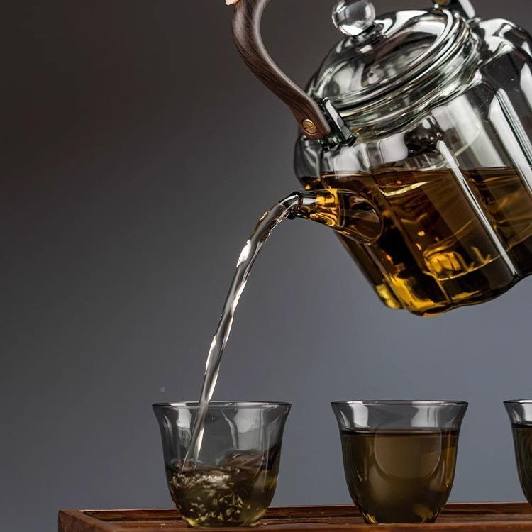 围炉胆煮茶壶提梁胡壶高硼体硅玻璃茶壶桃木把煮茶壶双UPL蒸煮一