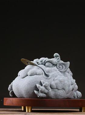 招财金摆14120蟾富创得流油鱼缸造景家客厅装饰件居意精品国潮桌