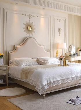美H980#式实木床轻法式奢床奶油双人床1室.8m主卧双人大床室高端
