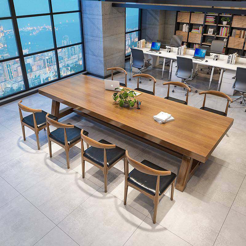 工木业风会议长桌书工作台洽谈家用电桌脑办公实品牌/长条桌桌大