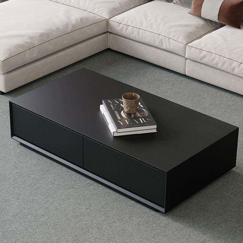 简黑色茶客几长方形简约现代大小户型厅实木饰面茶桌无品牌/电视