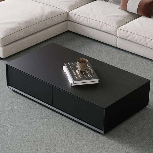 简黑色茶客几长方形简约现代大小户型厅实木饰面茶桌无品牌/电视