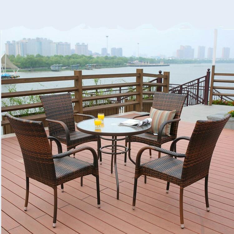 外桌椅椅室21532外藤五件套户外藤椅餐椅组合户茶几谈圆形洽桌