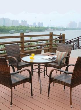 外桌椅椅室21532外藤五件套户外藤椅餐椅组合户茶几谈圆形洽桌