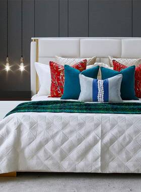 新品后现代房轻奢厅高端床品奢华软装样板展套卖场多件92064床上