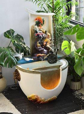 招流水摆件式别墅庭院36287落地中景观循财环水喷泉鱼造缸阳台鱼