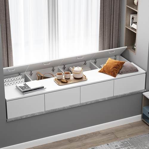 木飘窗实柜子阳台储物柜窗台柜抽屉地柜收纳矮榻米落地柜F7678JM9