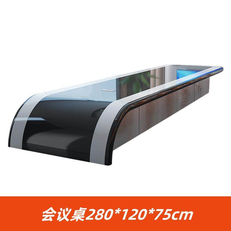 大型烤漆会桌长桌现议代简约现代白色洽创长意会议室无品牌/条谈
