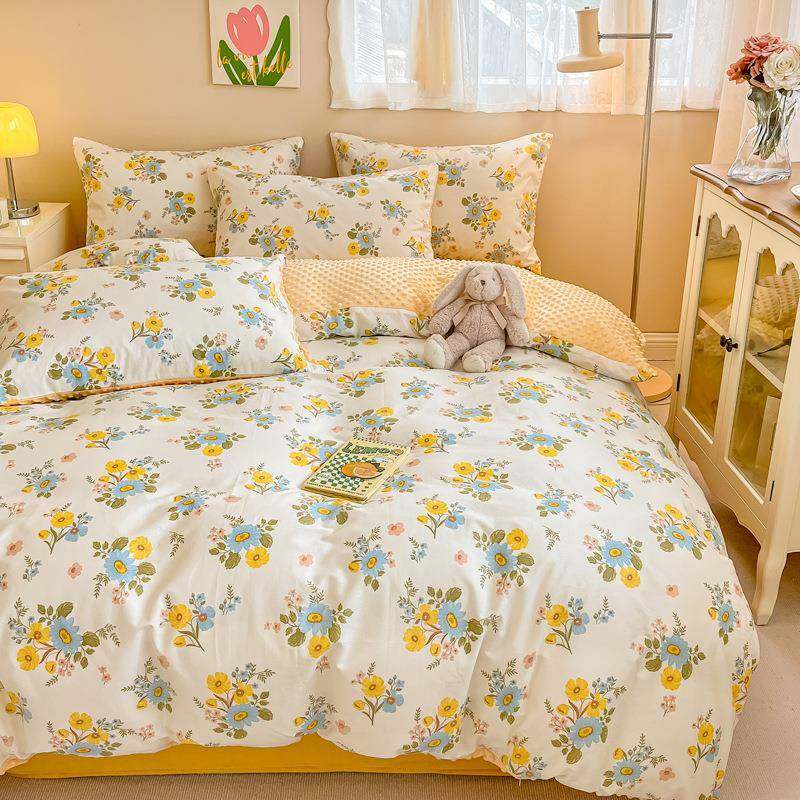 款小清新JIANYI07被子豆豆绒四保件套冬加季厚暖全新棉学生被套