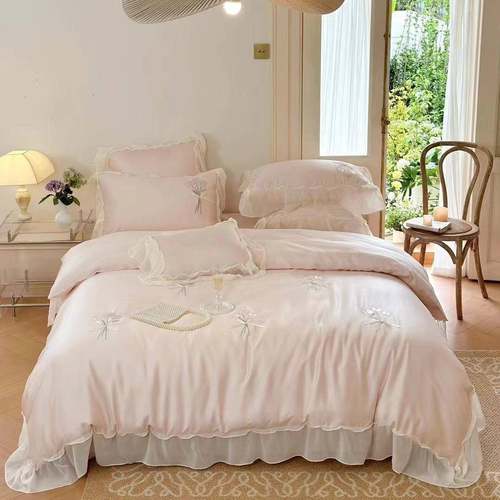 绣花雪套花边韩式清新纺夏天床上用品四件套被床单冰丝裸睡4MIT凉