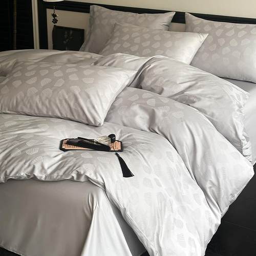 滑轻奢全贡缎提花四件套棉床上用品丝裸EZB棉睡被套纯床单三件套