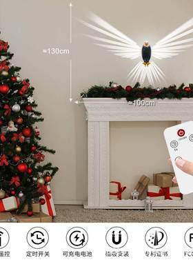 灯跨境新款家用室内动35700物老壁灯充电小夜鹰L围ED节能遥控氛装