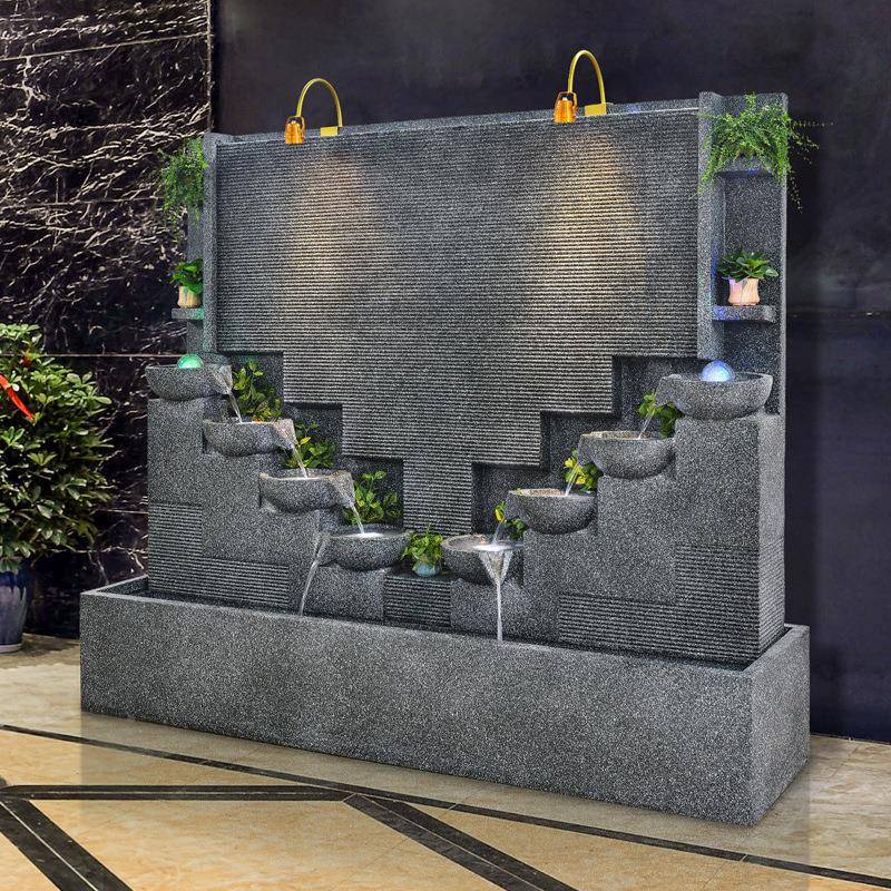 器室内水墙叠瀑布饰简约现代流水墙55866喷泉幕景观干燥加湿装落