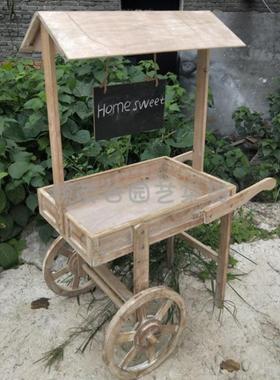 超花店实物木黑板招市牌杂货架迷52513你小花车车置架橱窗展示柜