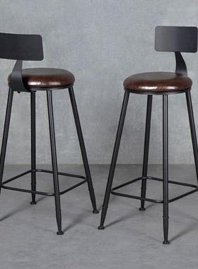 吧台椅子工吧前业风高凳酒椅家用52125靠背高椅高凳铁脚艺吧凳台