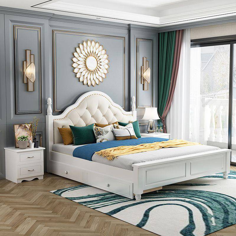 床实经木MZE1.5米欧式济软靠双人床主卧现代简约1床.8米型单人床1