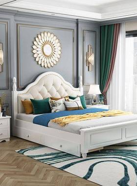 床实经木MZE1.5米欧式济软靠双人床主卧现代简约1床.8米型单人床1