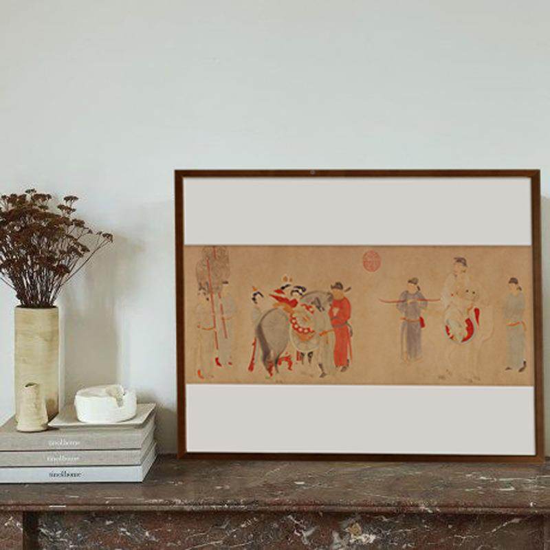 「客贵妃厅上马图法式中国风C212关玄餐边柜装饰画新中式复古茶馆