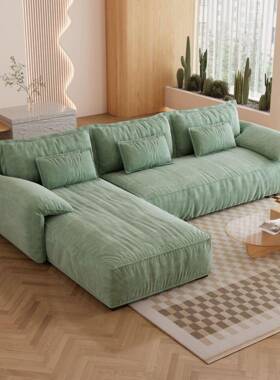 意式布大象耳朵沙发极简家用小型客厅网红奶风油风户磨砂贵GIU妃