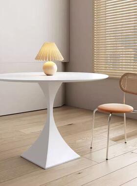 用纯色桌岩板餐桌椅简约家厅网红现代小户型奶油桌子圆餐BBZ风圆