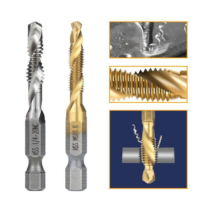 21pcs高速钢螺纹锥钻头DB025M3M件1/4六角柄螺旋尖头螺纹丝钻床丝