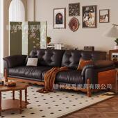 木云朵沙发灯式 法复实AL 910 芯绒小户型排中古古风客厅直油蜡皮