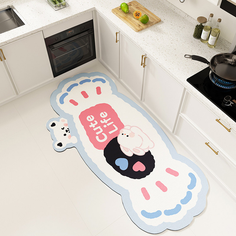 卡通大白兔厨房地垫硅藻泥吸水吸油厨房地毯垫灶台水池下防滑脚垫,居家布艺,厨房地垫,淘宝优惠券,粉丝福利购,淘宝优惠卷