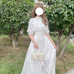 2024茶歇法式高级感留洋千金斗篷夏季清凉度假气质白色连衣长裙子