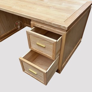 新中式实木老板办公桌椅组合白蜡木简约大班桌总裁办公室家具书桌