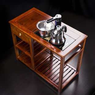 花梨木茶水柜多功能实木茶桌边柜快煮壶支架茶车刺蝟紫檀茶台