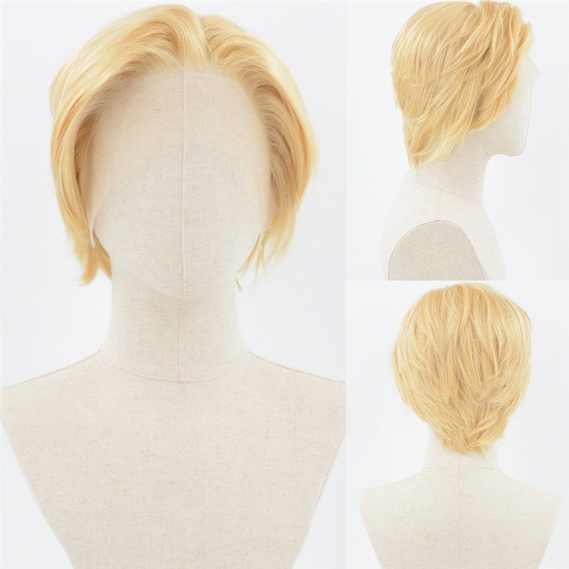 金色超短发cos万用前蕾丝手勾假发毛胚化纤高温丝假发套,美发护发/假发,演出假发,淘宝优惠券,粉丝福利购,淘宝优惠卷