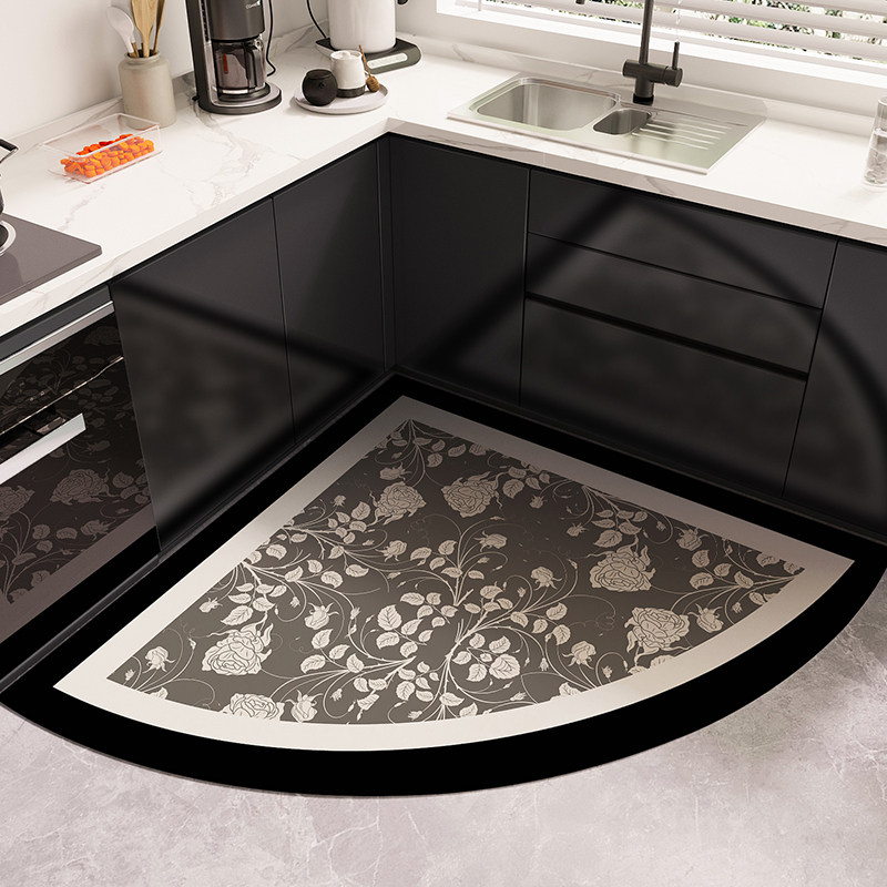 扇形厨房地垫专用2024新款防滑防油可擦免洗家用门口硅藻泥吸水垫,居家布艺,厨房地垫,淘宝优惠券,粉丝福利购,淘宝优惠卷