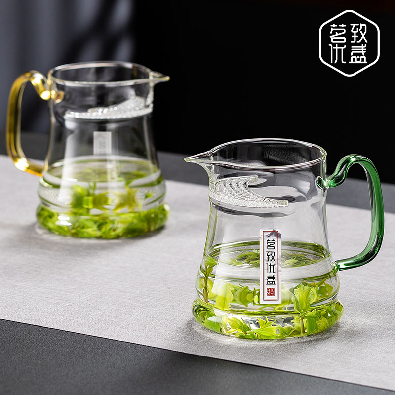 高端月牙公道杯加厚耐热玻璃茶漏一体过滤泡茶壶绿茶杯分茶器茶海