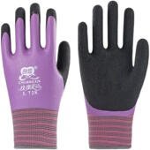 创信女士专用双层防水防油满挂手套劳保耐磨工作防滑带胶浸胶 包邮