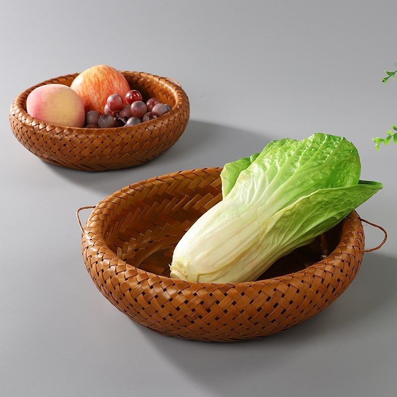 竹编咖色鸟巢篮竹制品圆簸箕农家水果馒头筐干果零食收纳筐竹篮,特色手工艺,竹编/竹雕,淘宝优惠券,粉丝福利购,淘宝优惠卷