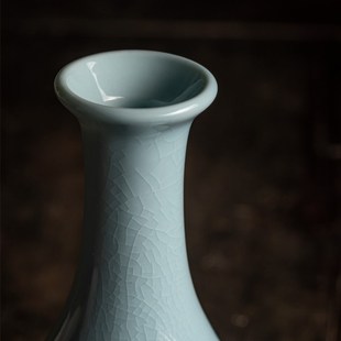 汝山明玉壶春花瓶汝窑插花陶瓷花瓶摆件客厅插花汝瓷花瓶高级感