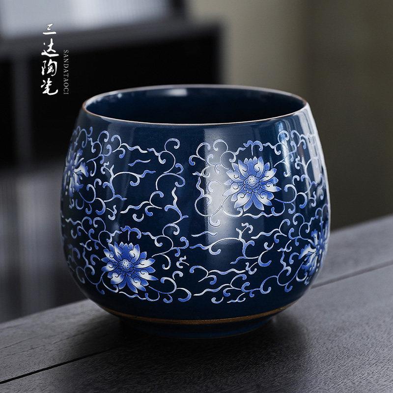 大号陶瓷茶渣缸茶洗笔洗茶杯收纳茶具水盂废水桶家用建水烟灰缸