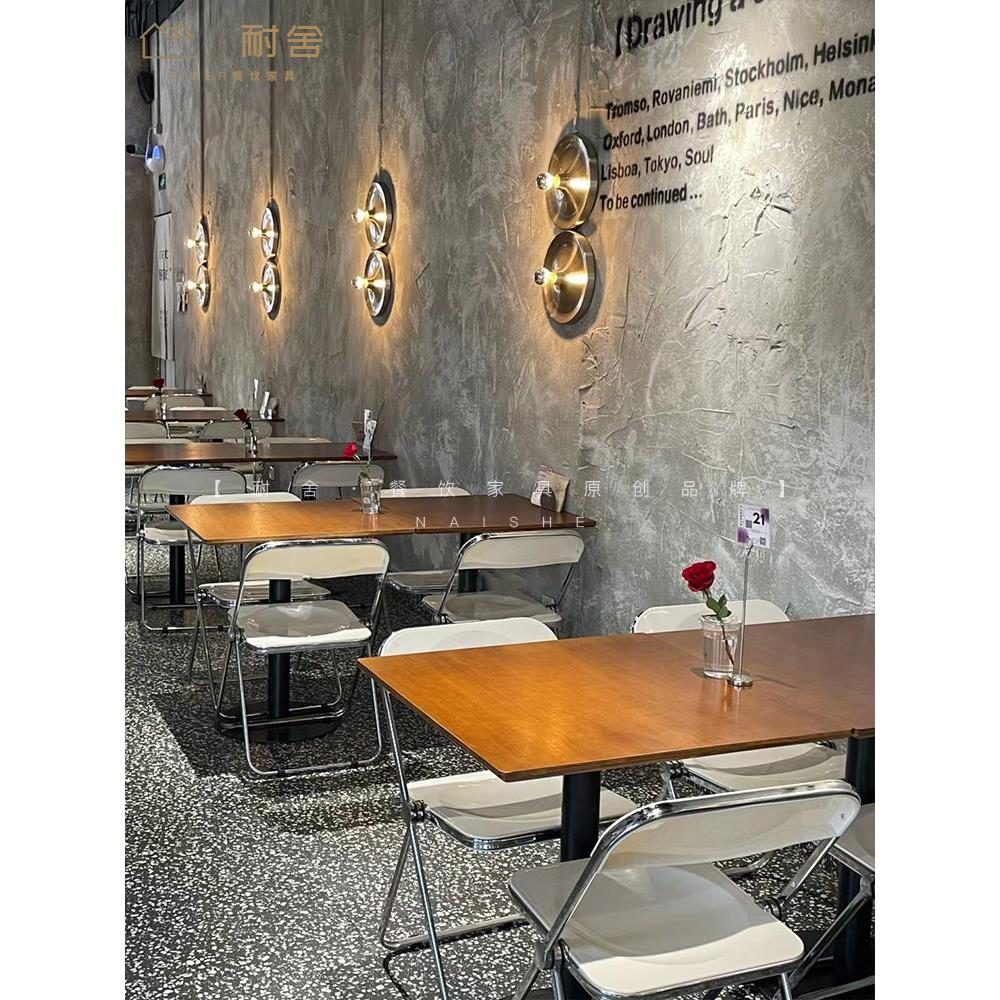 网红咖啡店奶茶店不锈钢桌椅组合水泥工业风清吧桌餐饮店商用家具