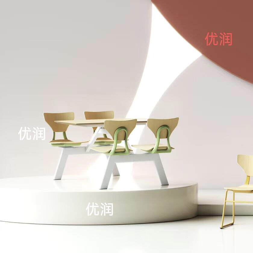 连体餐桌餐椅学校食堂餐厅员工快餐椅组合