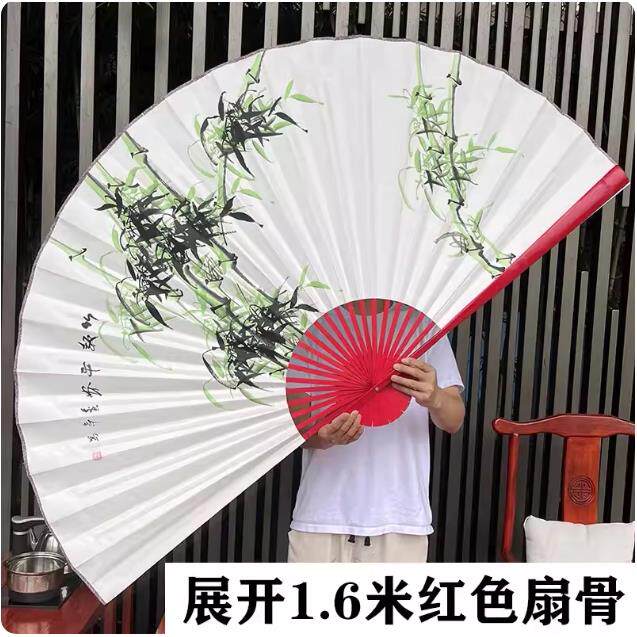 大扇子客厅装饰大挂扇中国风工艺折扇子壁挂扇纯手绘竹子竹报平安