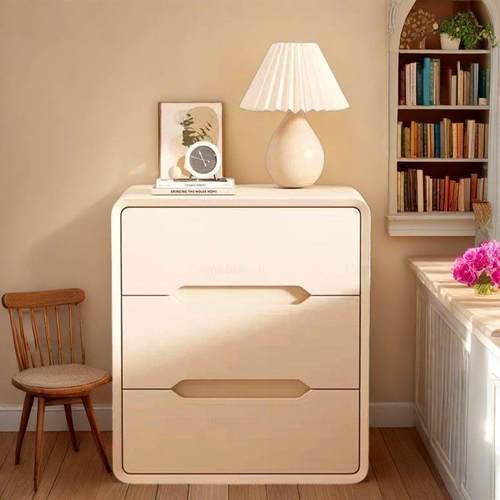 奶代油实木床头柜简约现室家用收纳床边免Z-42柜轻奢新款卧储物柜