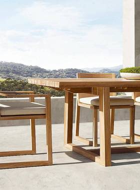 户外柚合木桌做椅实旧木休闲家具组庭院别墅阳光房露天KFJ花园防