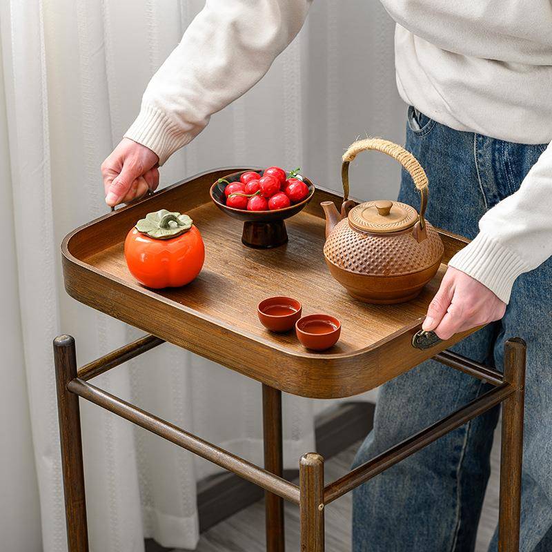 楠LFP竹材质茶多功能边几分体设计带轮可动居家茶楼牌棋室端移沏