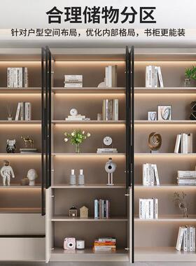 书柜体到顶档新中ISS一式书柜璃轻奢高酒柜带玻门展示柜整墙书架