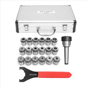 SKU： 18个ER32铣刀夹头 3-20MM+UM扳手+英制MT3 数控延长刀杆