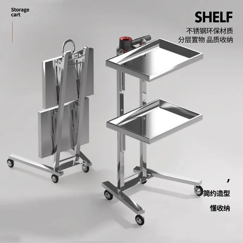 理发店不锈钢折叠染发烫发推车