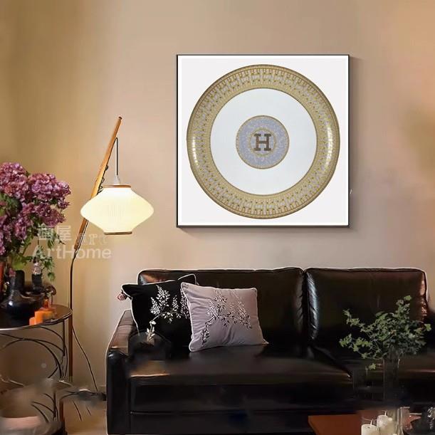 欧式时尚墙壁挂盘装裱陶瓷件摆样板房家用瓷盘赏盘平骨托ABD盘装